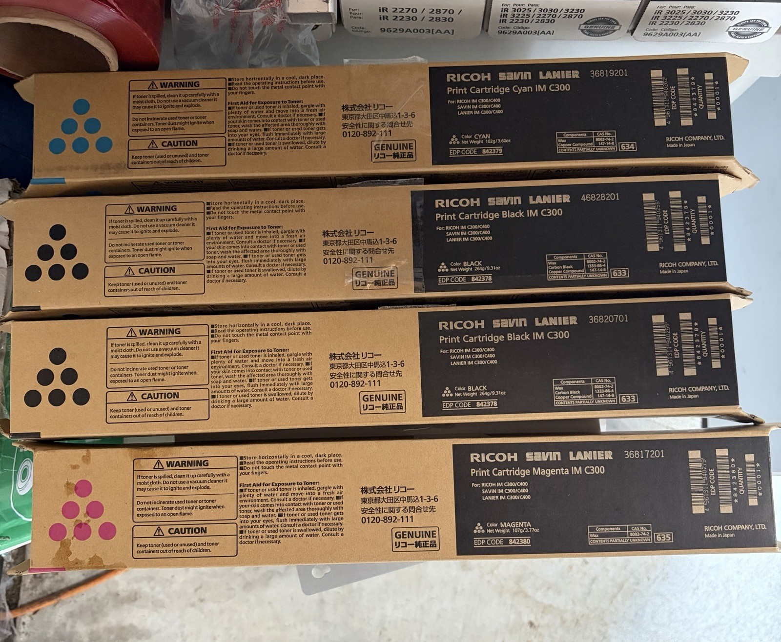 4 Ricoh Genuine IM C300 Toner Print Cartridges KCM Original OEM - C Details