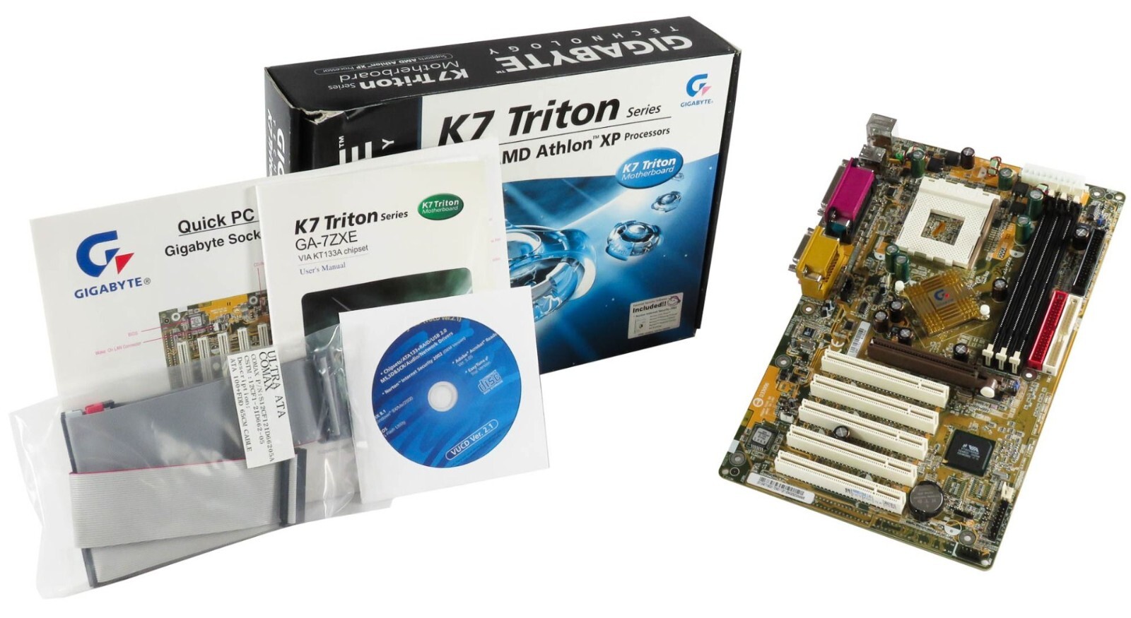 MOTHERBOARD ORIGINAL NEW BOX GIGABYTE GA-7ZXE REV:2.1 SOCKET 462 SDRAM VT8363A ATX