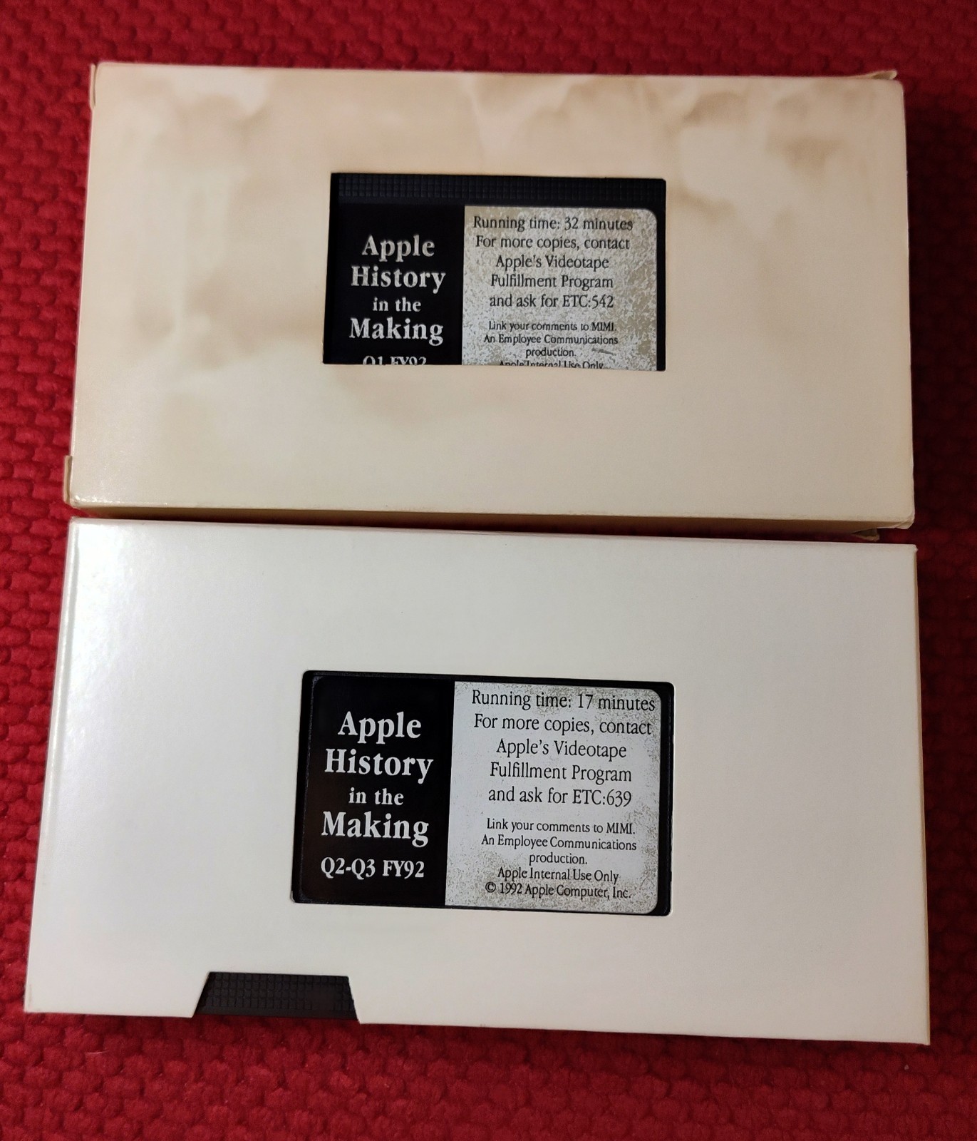 Apple Computer Vintage Internal VHS Tape Lot 1992 History In The Making Q1 Q2 Q3