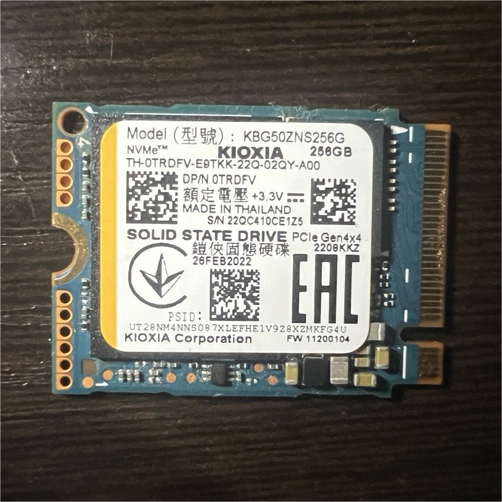 KIOXIA KBG50ZNS256G 256GB NVMe M.2 2230 PCIe Gen4 x4 SSD TRIM SMART