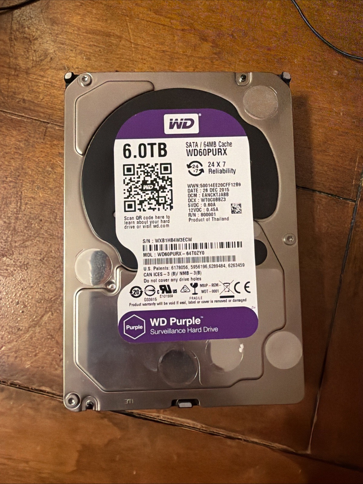 WESTERN DIGITAL PURPLE 6TB HDD