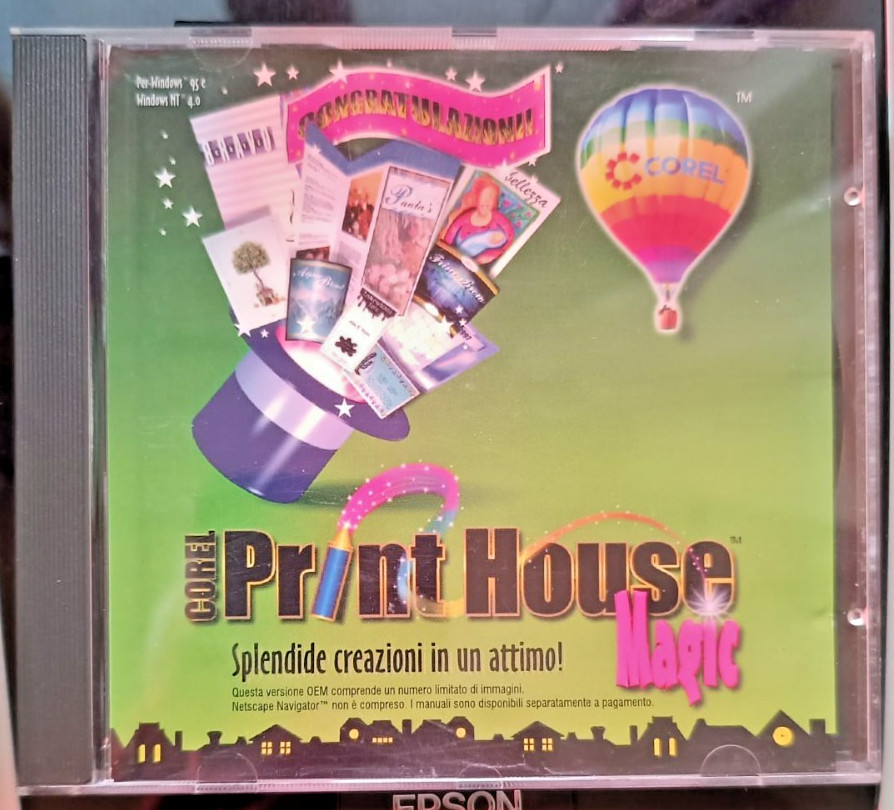 Corel Print House Magic 1997 ITA + Serial Key - Win 95 NT - MINT Mirror Surface