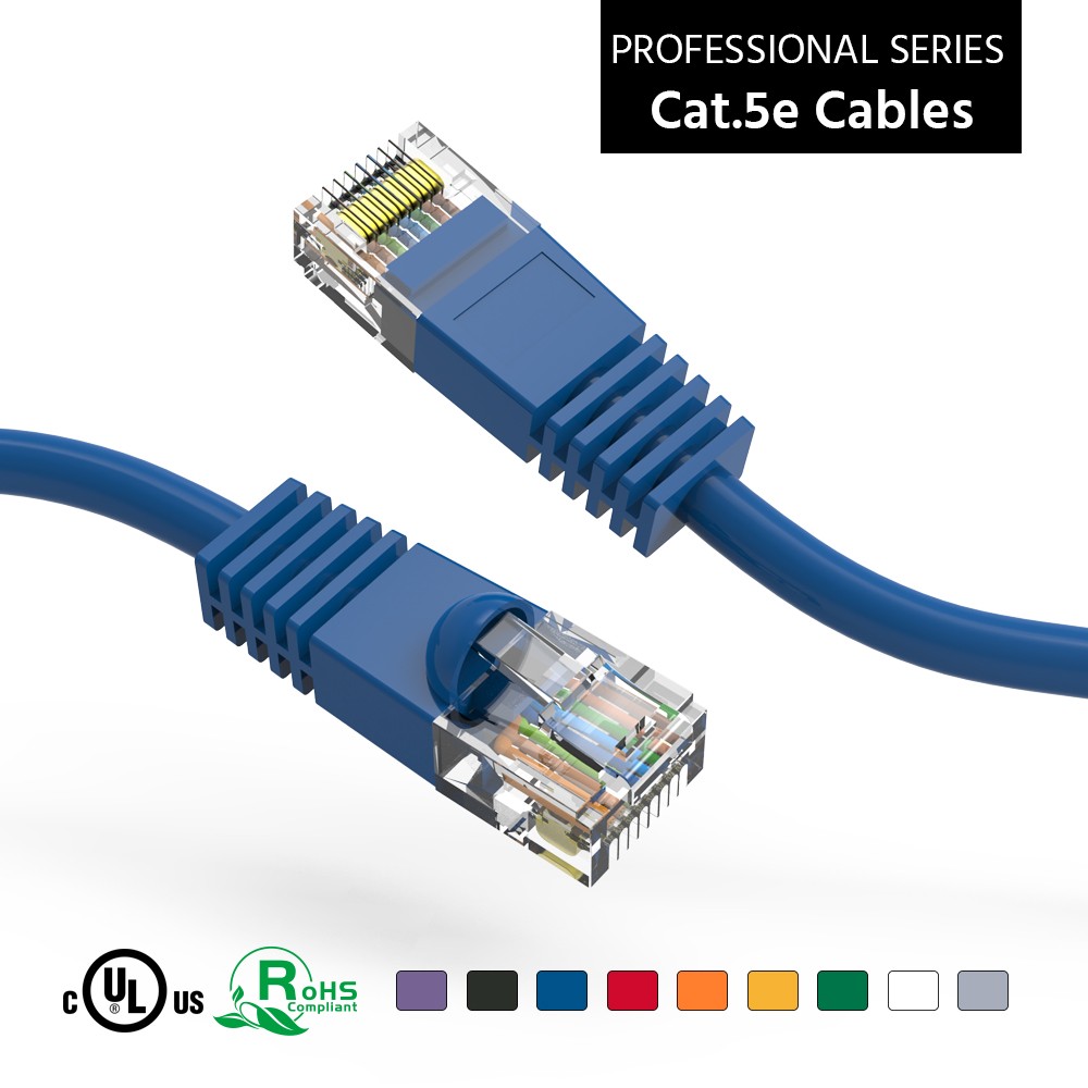 20 Pack of 50Ft CAT5E UTP Ethernet Network Booted Cable 10-100 Feet Blue
