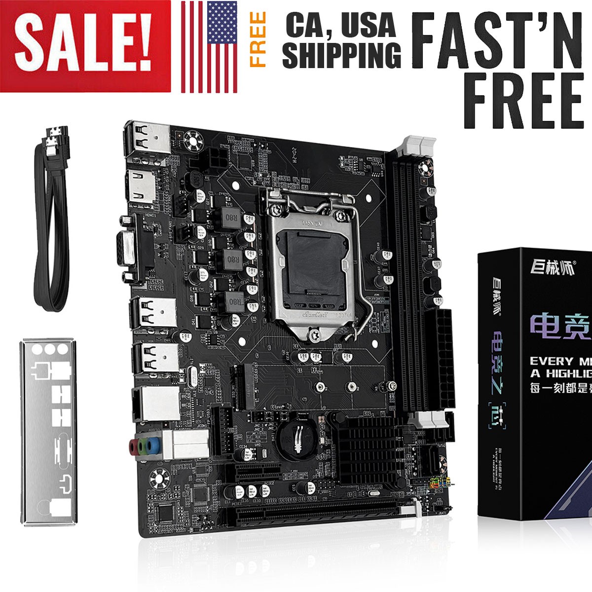 H61 Motherboard LGA 1155 DDR3 Micro ATX NVMe/SATA M.2 USB 2.0 with HDMI VGA Port