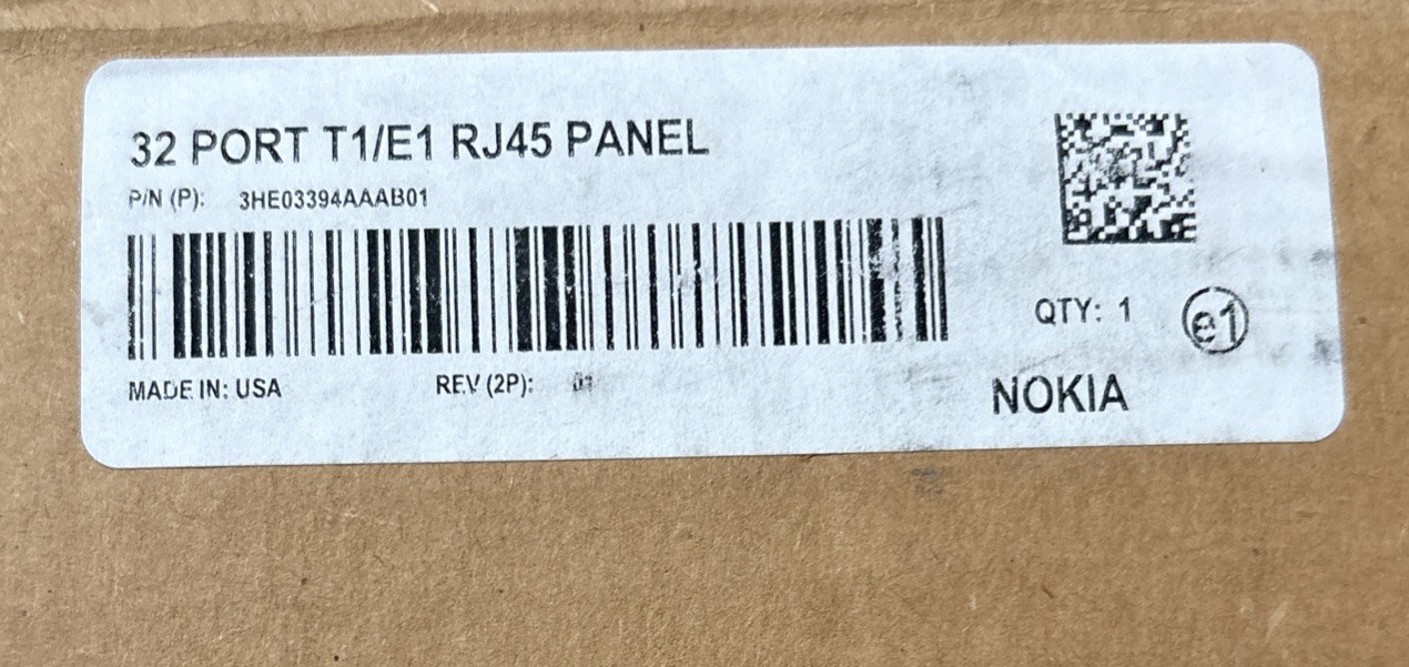 NOKIA 7705 SAR 32 PORT BREAKOUT PANEL T1/EI 100/120 OHM RJ45 3HE03394AAB01
