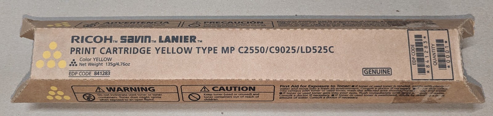 Genuine Ricoh Type MP 841283 Yellow Toner Cartridge Ricoh/Savin/Lanier MP C2550
