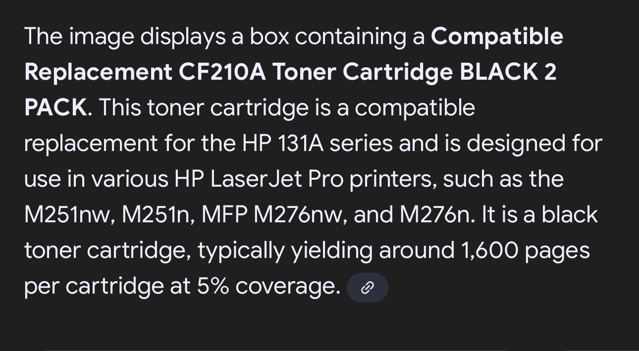 CF210A Toner Cartridge (BLACK) 2 Pack