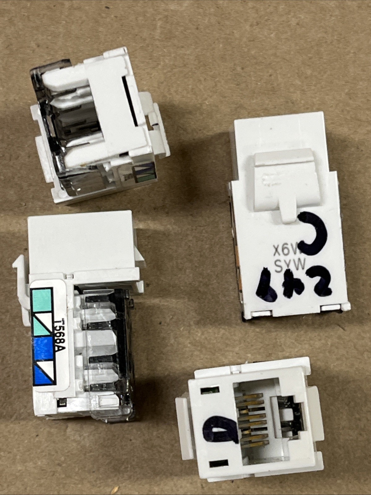 QTY 4 HUBBELL HXJ6W XCELERATOR TX-6 Module T568A/B Wiring RJ45 CAT-6 White