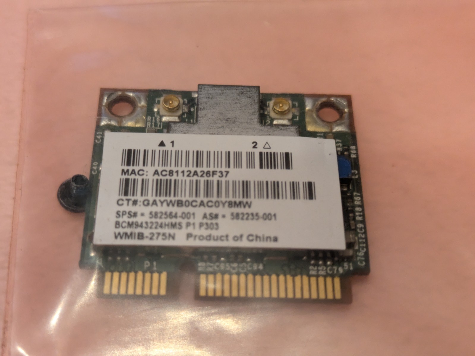 HP OEM 582564-001 802.11a/b/g/n PCIEHal BCM943224HMS Gemtek WMIB-275N BCM4324