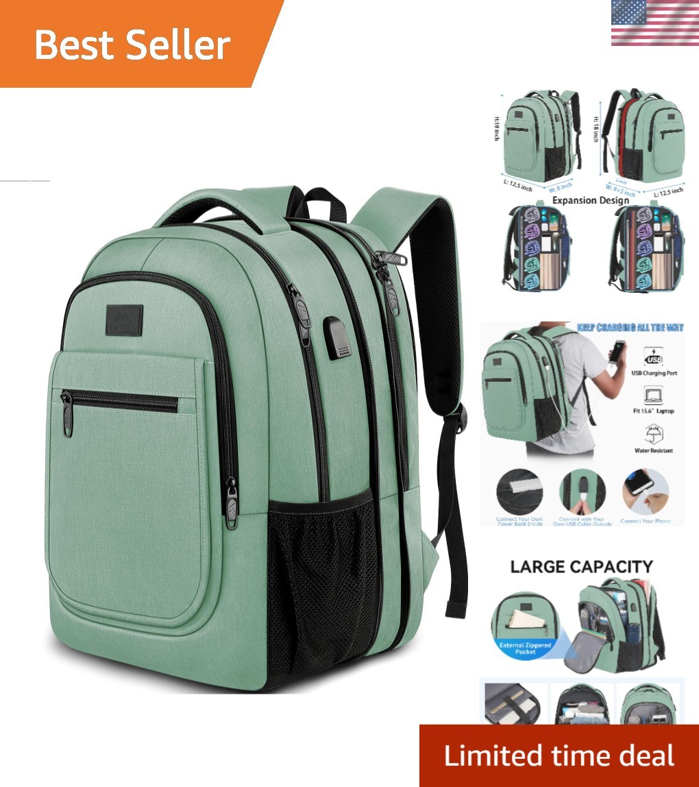 Elegant Expandable Laptop Backpack for Women - USB Charging & Anti-Theft