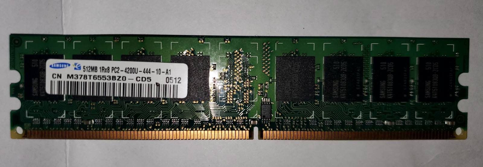 Genuine Samsung RAM 512MB 1Rx8 PC2 4200U-444-10-A1