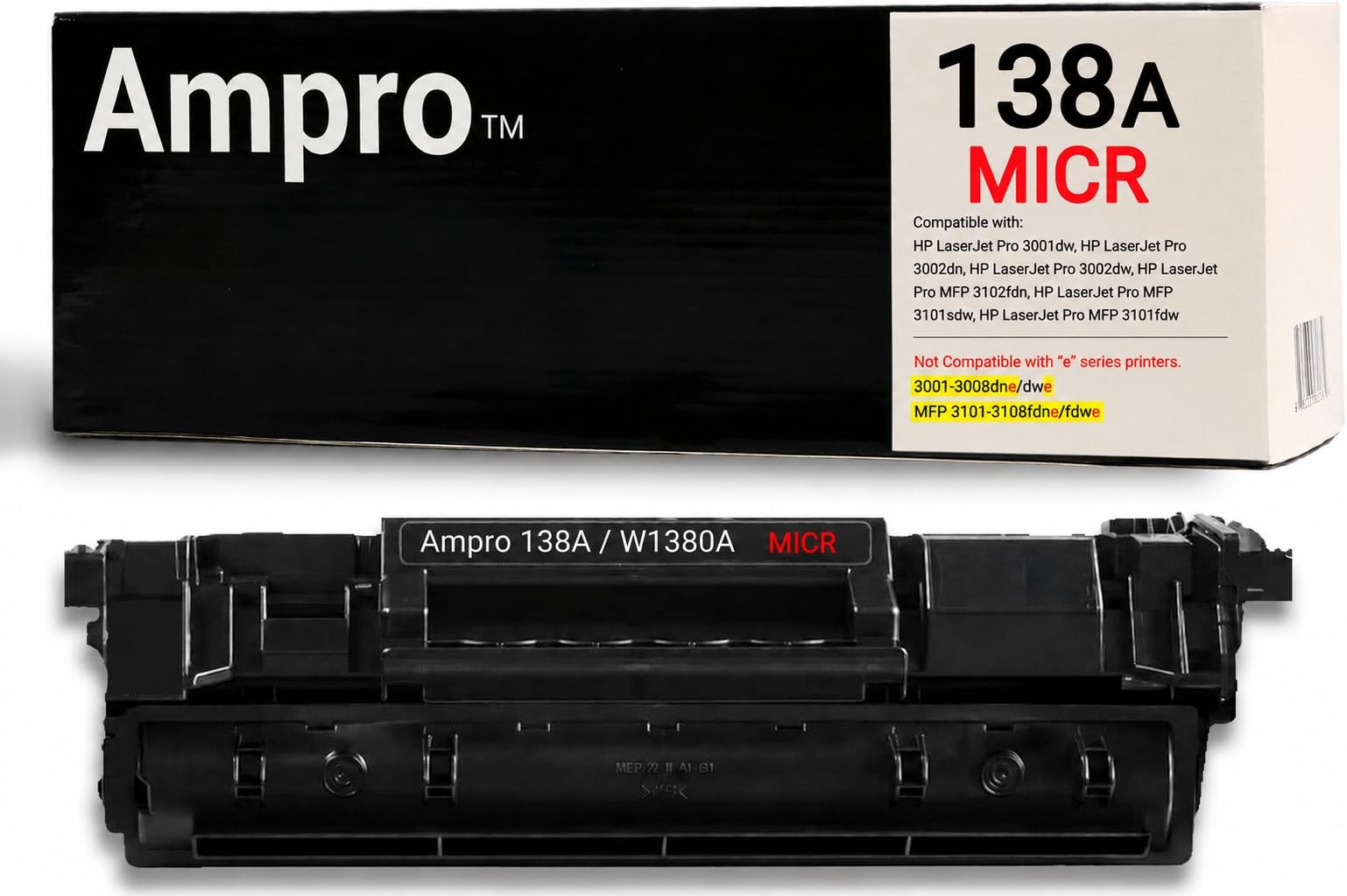 Ampro New Compatible 138A MICR / W1380A Toner Cartridge for Check black