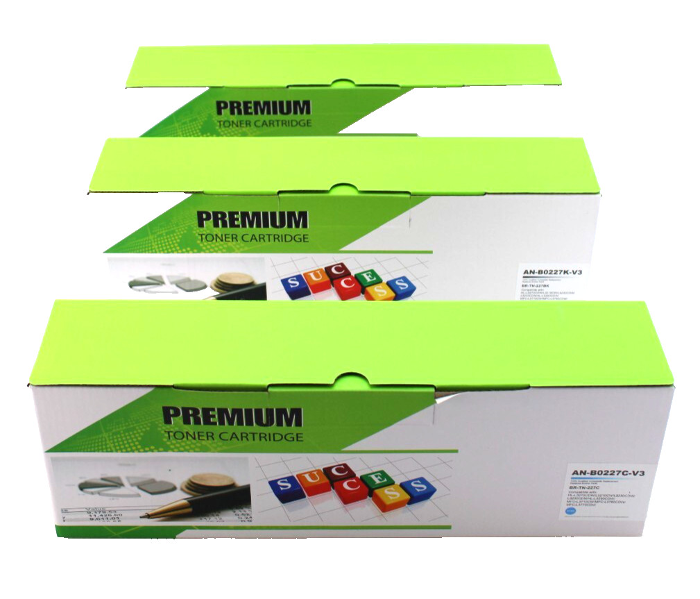 PREMIUM 3 PCS Toner Replacement Cartridge for Brother Printer TN-227C Cyan Color