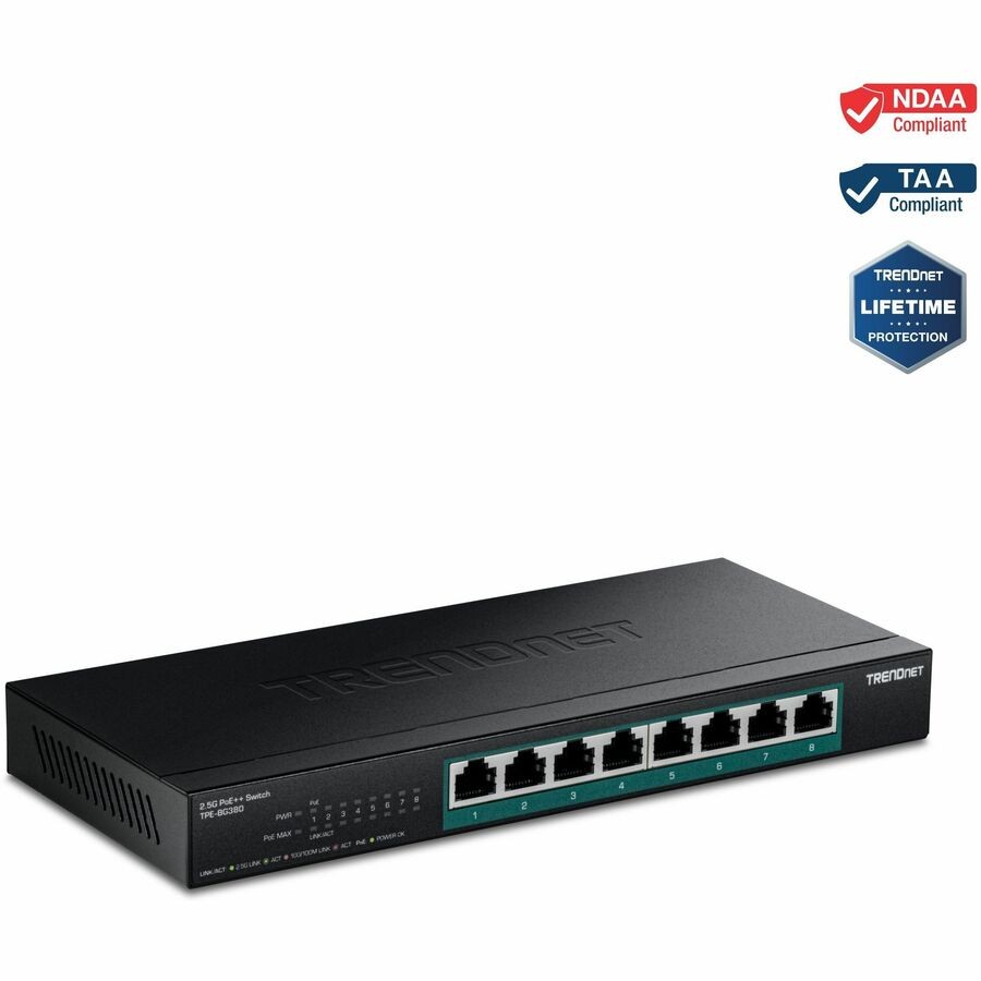 TRENDnet 8-Port 2.5G PoE++ Switch, NDAA / TAA compliant TPE-BG380