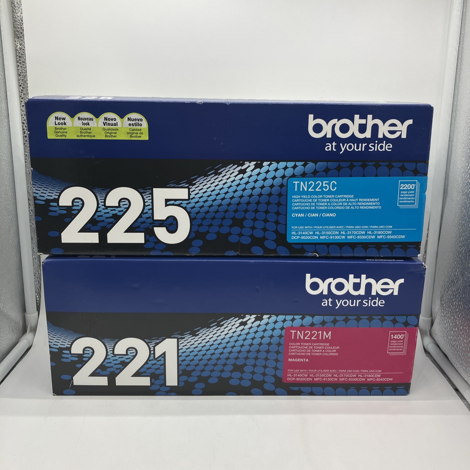 Lot of 2 Genuine Brother Toner TN225C Cyan & TN221M Magenta  Sealed