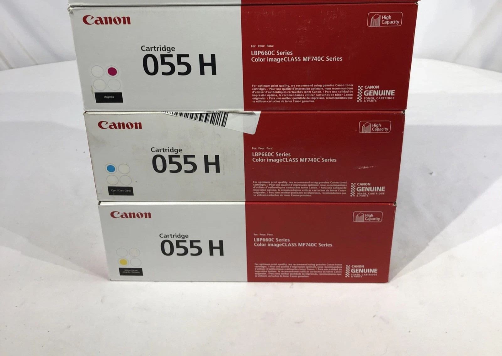 Genuine Canon 055H Toner Set 3 Pack CMY High Capacity MF741Cdw MF743Cdw, Sealed