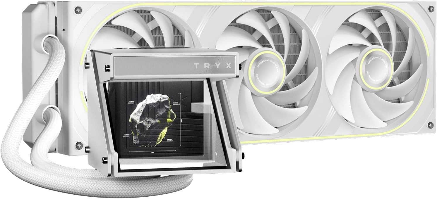 TRYX Holo 360mm AIO Cooler Holographic Visual GIPHY Asetek 280w TDP (White)