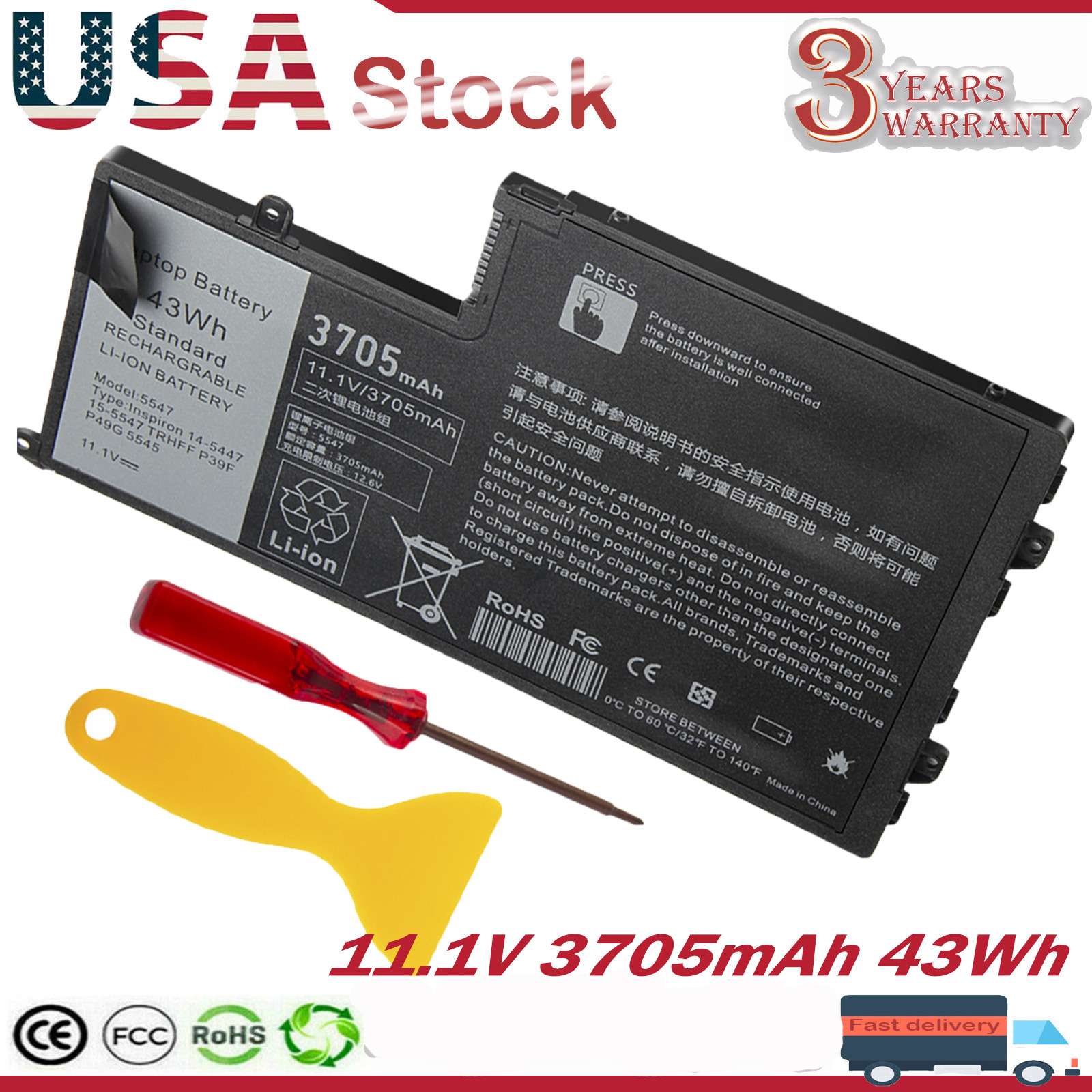 43Wh TRHFF Battery For Dell Inspiron 15-5547 5545 5548 N5447 Latitude 3450 3550