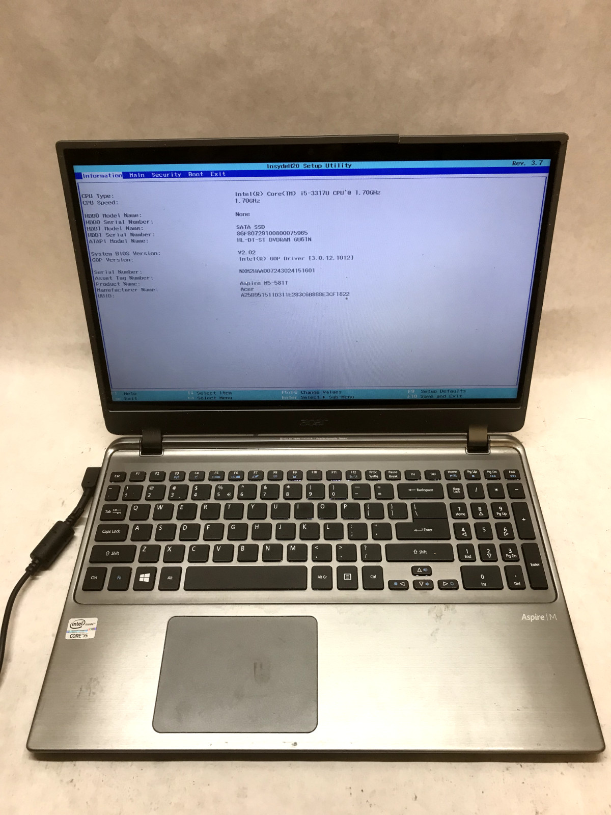 Acer Aspire M5-5811 15" Laptop Intel Core i5-3317U 1.7GHz 4GB RAM NO HDD/OS - DW