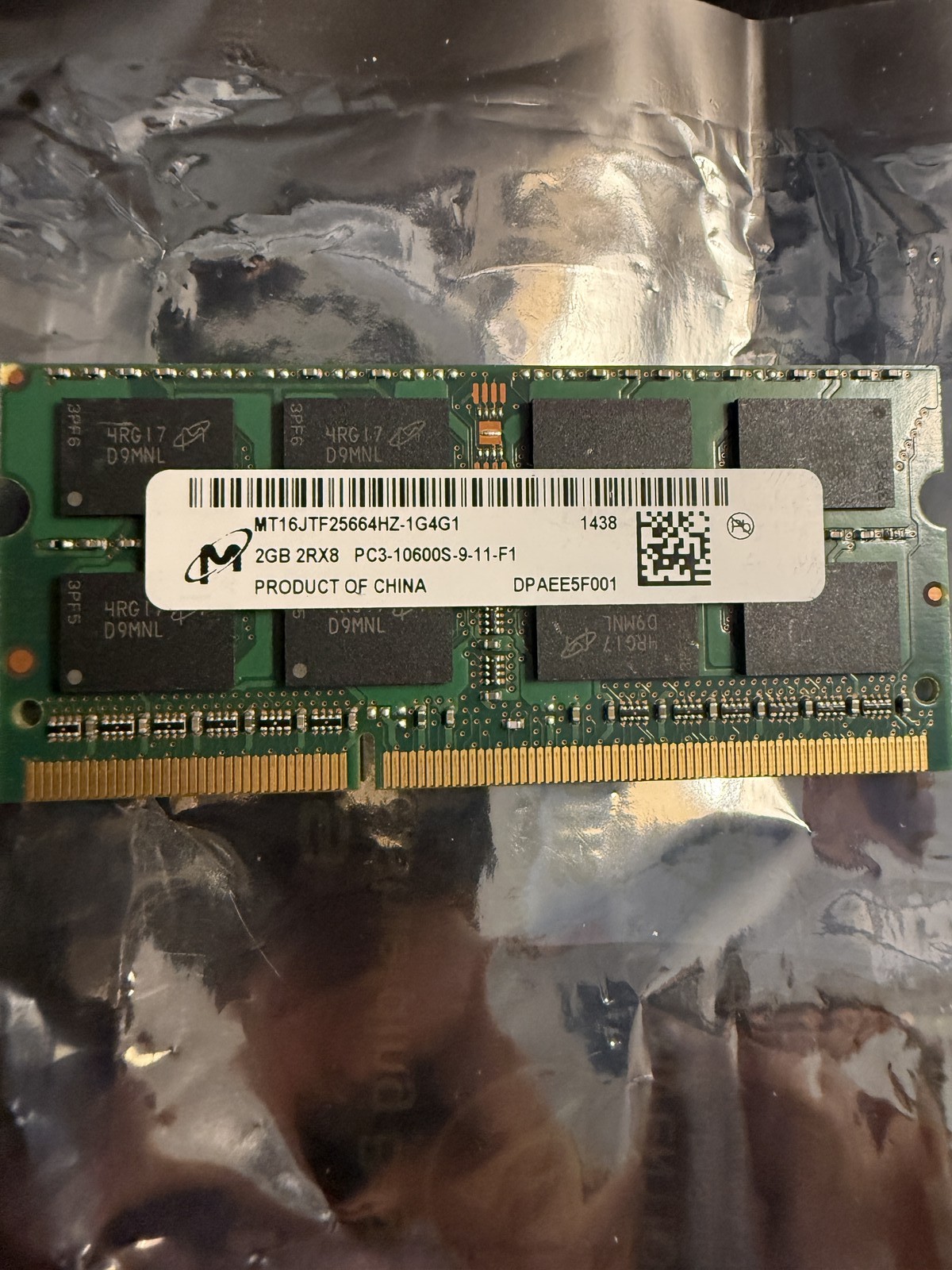 Lot of 6 2GB DDR3 1333 Laptop RAM SODIMM Micron Crucial PC3-10600S 12GB