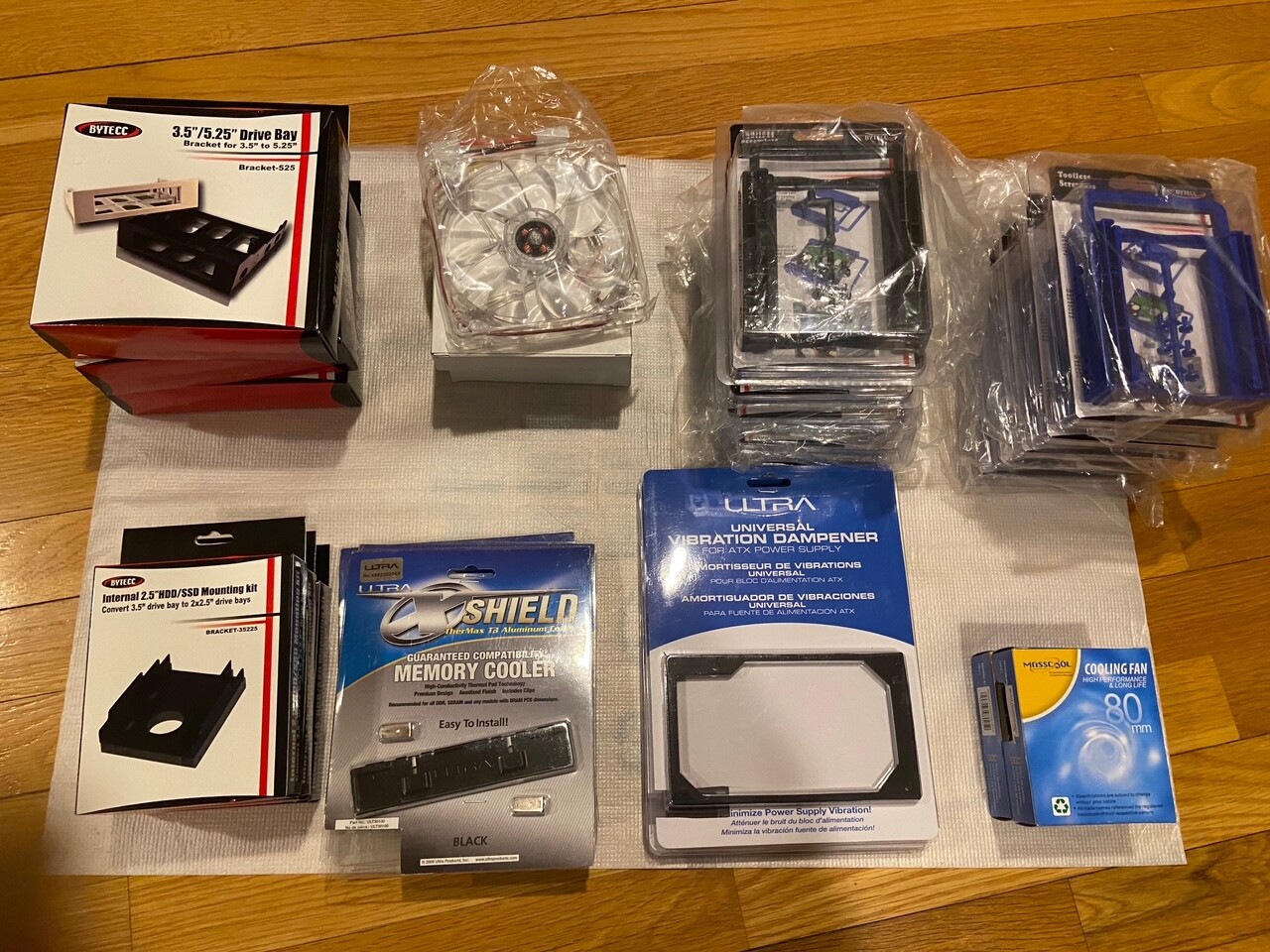 Lot of 29 Computer part HDD/ SDD brackets, cooling fan, memory cooler etc NO UPC