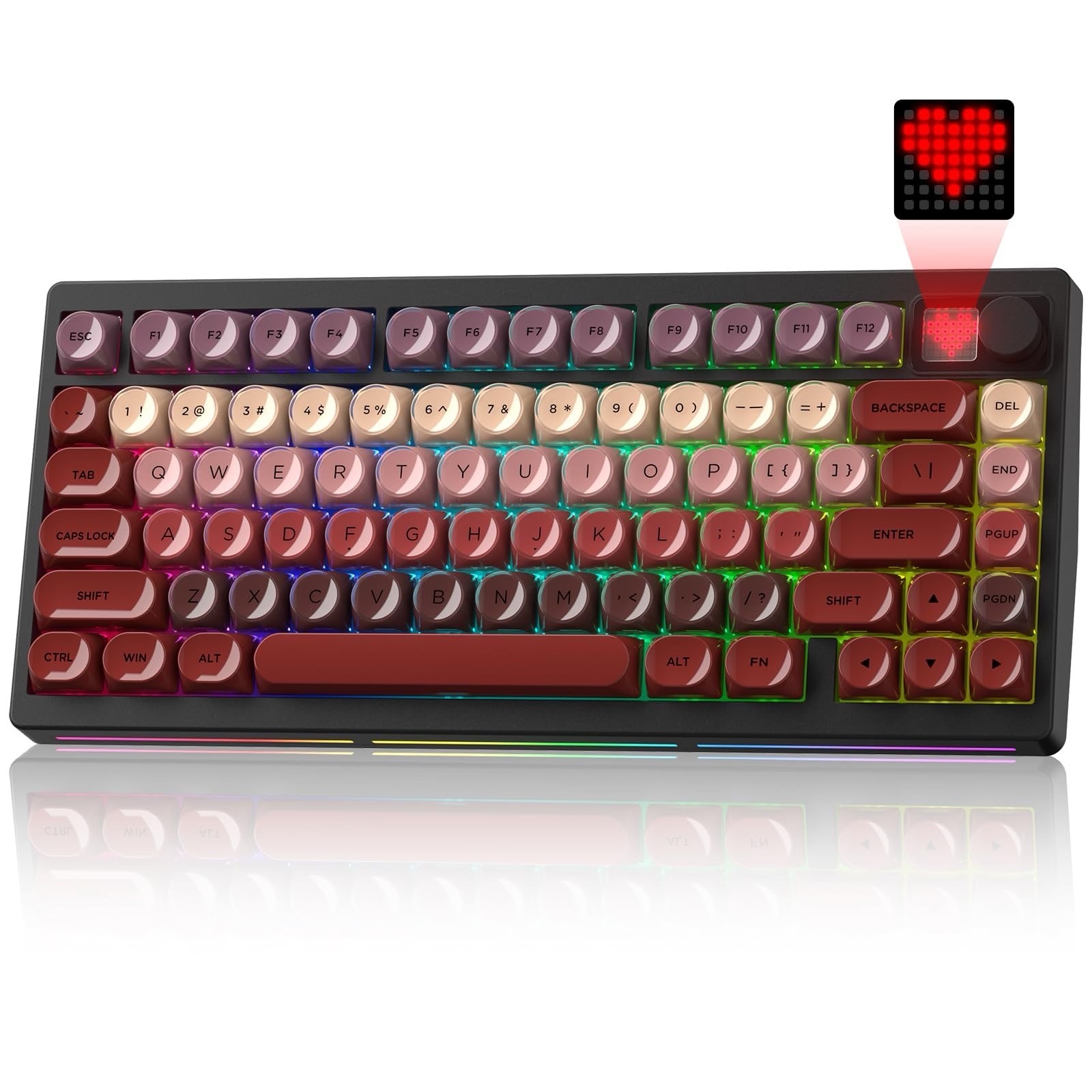 MT75 Lipstick Wireless Gaming Mechanical Keyboard, Screen & Knob