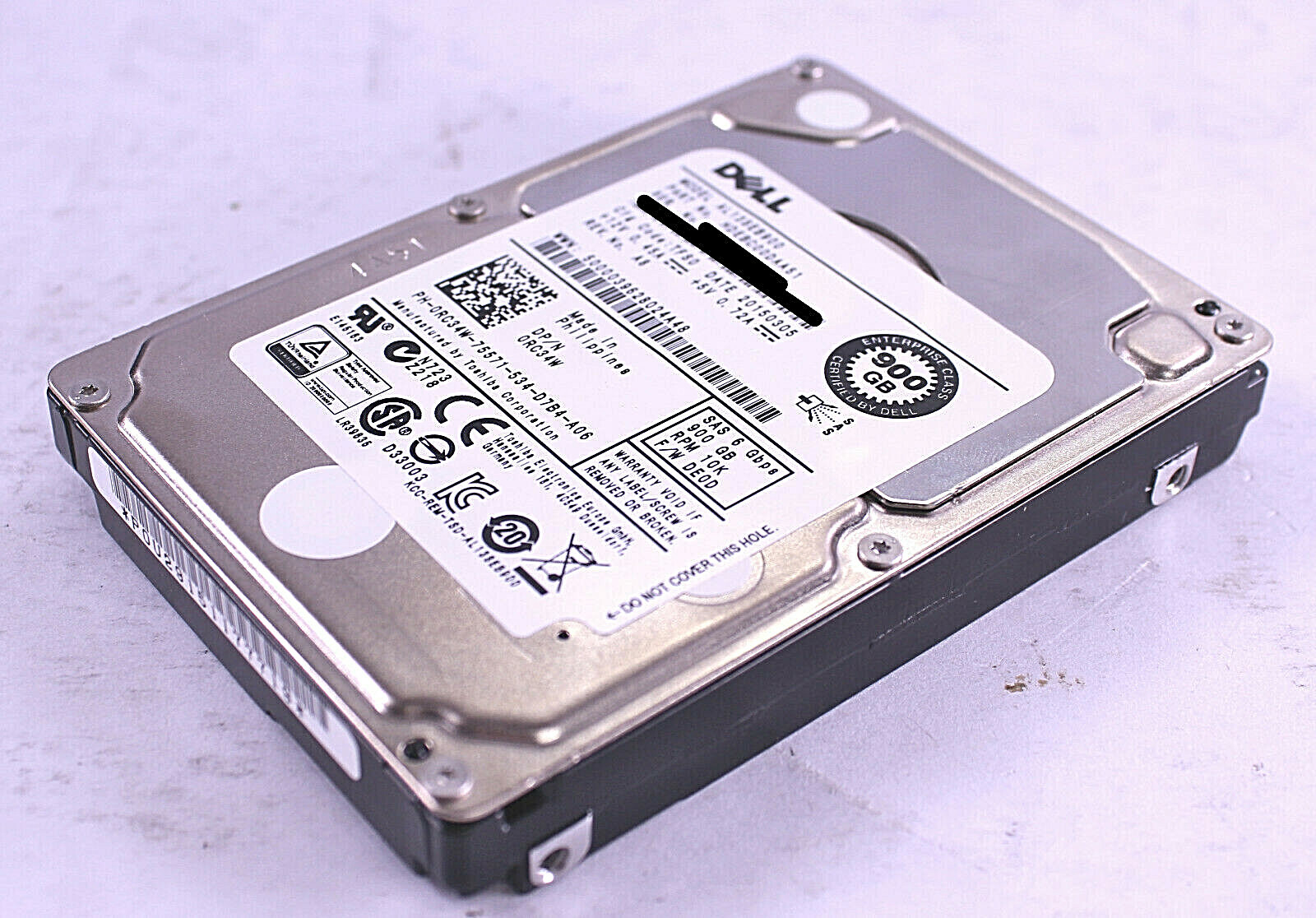  RC34W DELL 900GB SAS 10K 6Gbps SFF Hard Drive 0RC34W Toshiba AL13SEB900 