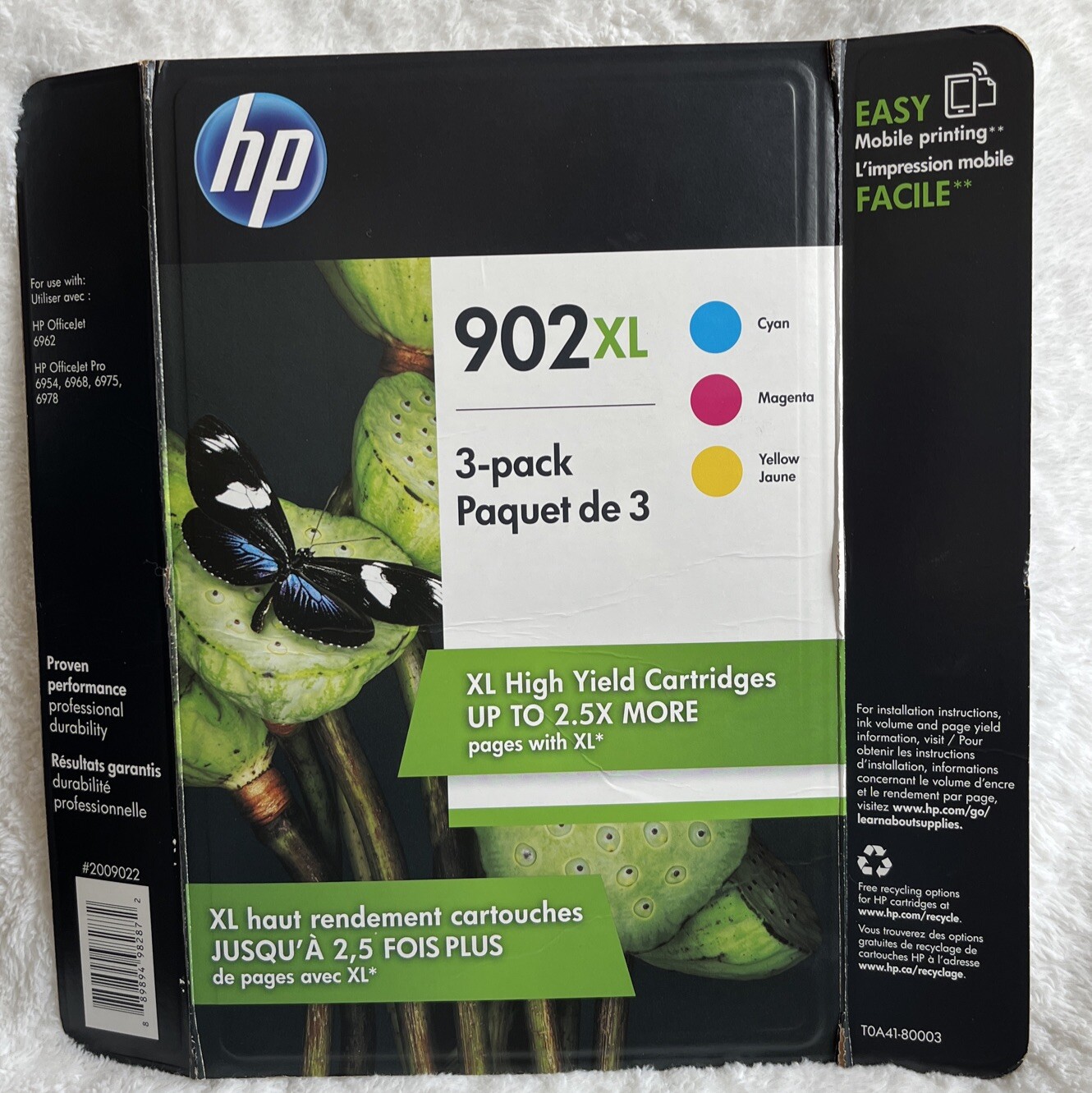 New Genuine HP 902XL Cyan Magenta Yellow 3PK Ink Cartridges In Box Exp 10/2018