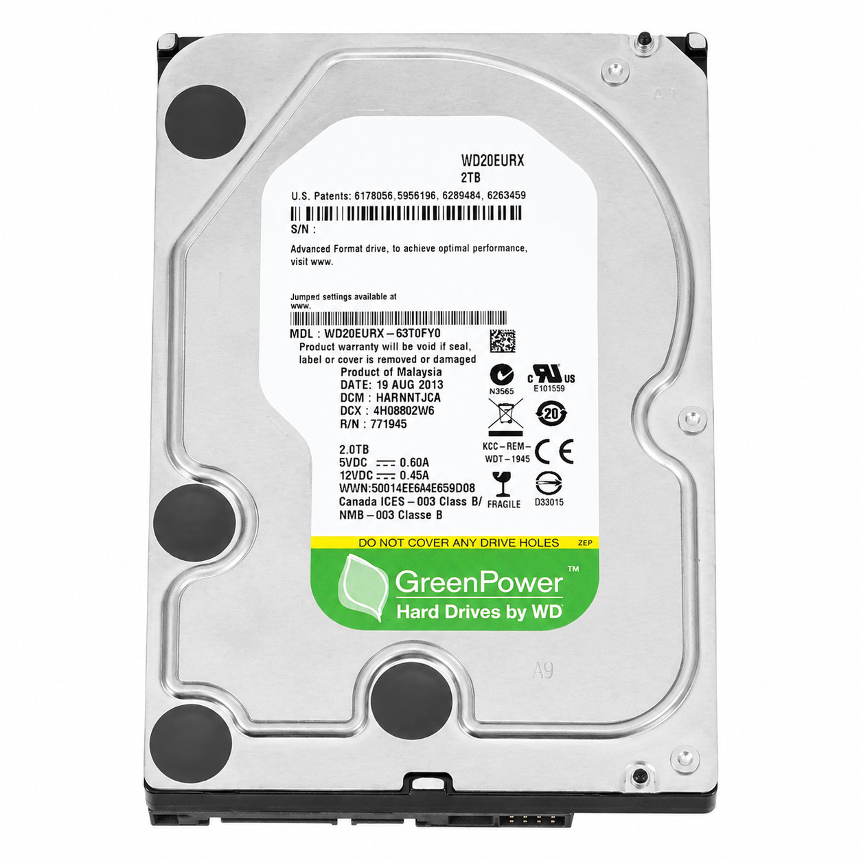 Western Digital WD20EURX-63T0FY0 - AV-GP 2TB 5400RPM SATA 6Gb/s 64MB Cache (CE)