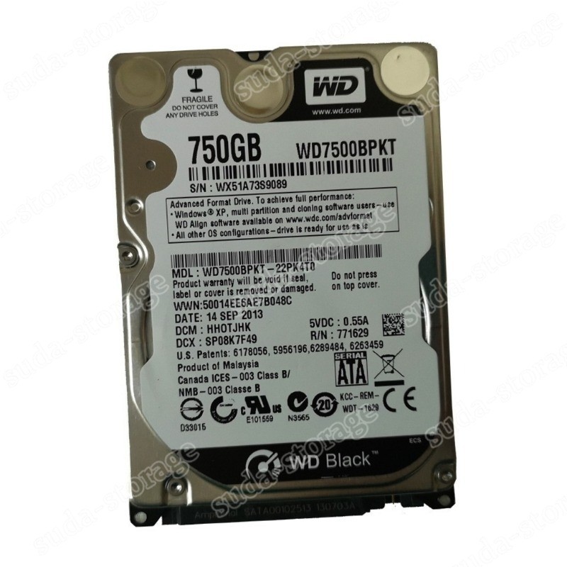 1PCS New Western Digital 750GB Laptop Hard Drive 2.5 Inch HDD 7200 RPM WD7500BP
