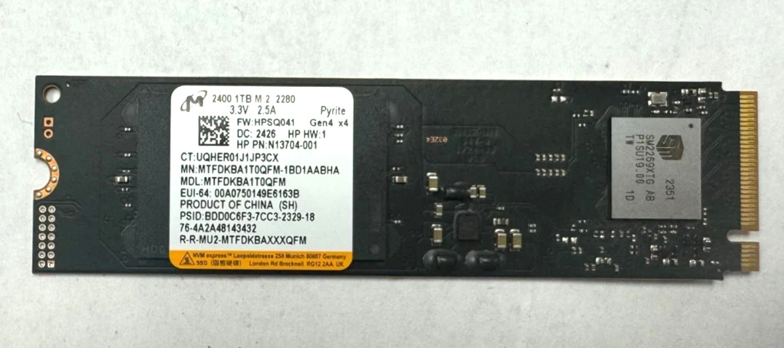 HP Micron 1TB 2400 M.2 2280 Gen 4x4 N13704-001 SSD
