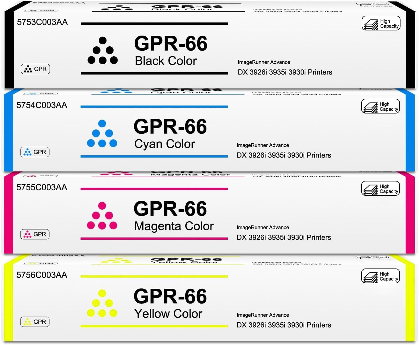 GPR-66 GPR66 Toner 4 Pack for Canon C3926i C3930i C3935i C3326i Black Color ज़