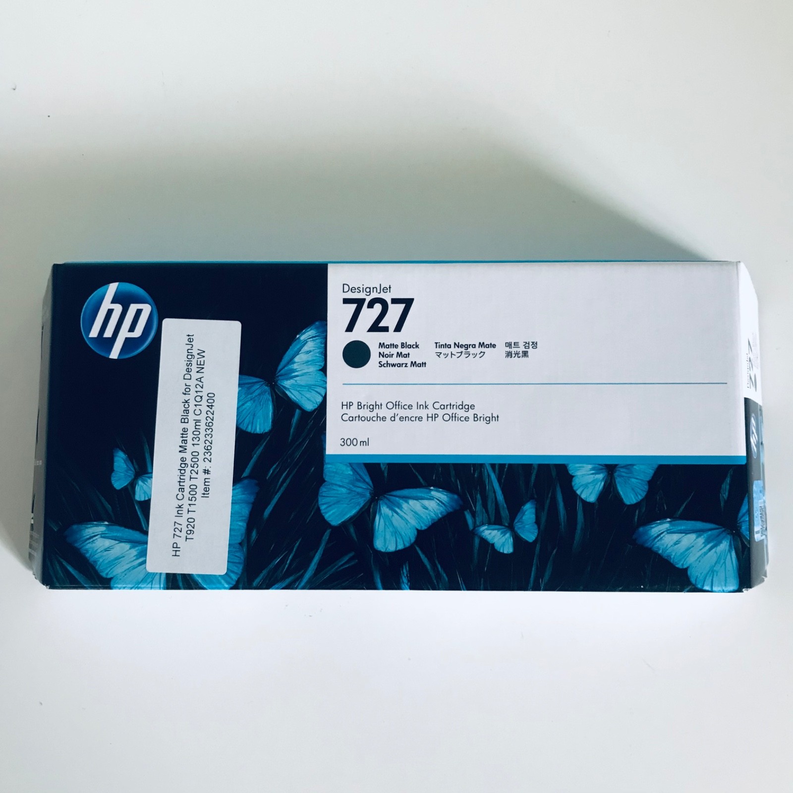 2/2027 HP C1Q12A 727 Matte Black High Yield Ink 300ml Genuine OEM Sealed Box