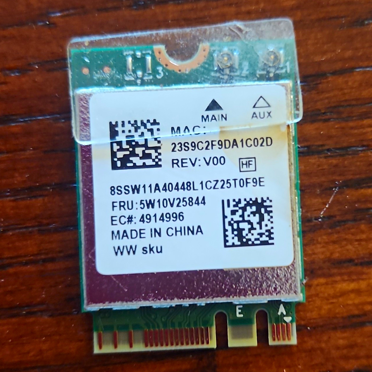 Realtek RTL8852BE M.2 Wireless WiFi Card 1201 Mbps FRU 5W10V25844