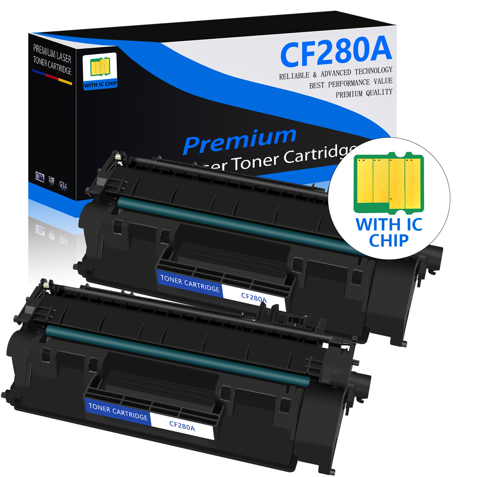 2PK CF280A 80A Toner for HP LaserJet Pro 400 M401dn M401n M425dn M401dw Printer