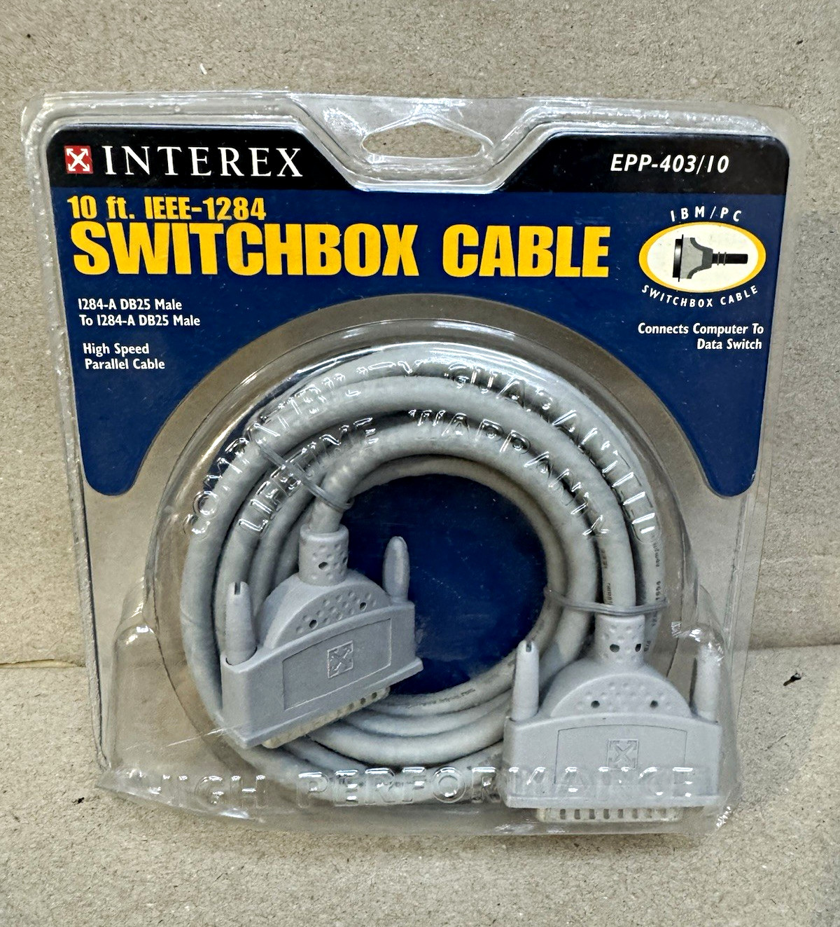 Interex IEEE-1284 DB25 Male to DB25 Male 10 ft EPP/ECP Cable Gray EPP-403/10