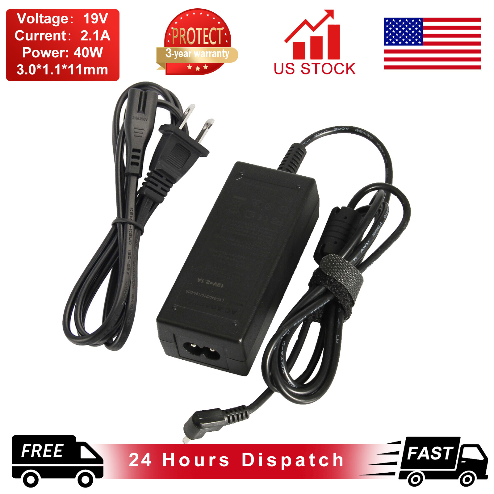 19V 40W AC Adapter Charger for Samsung Galaxy View 18.4" Tablet SM-T670N T677A