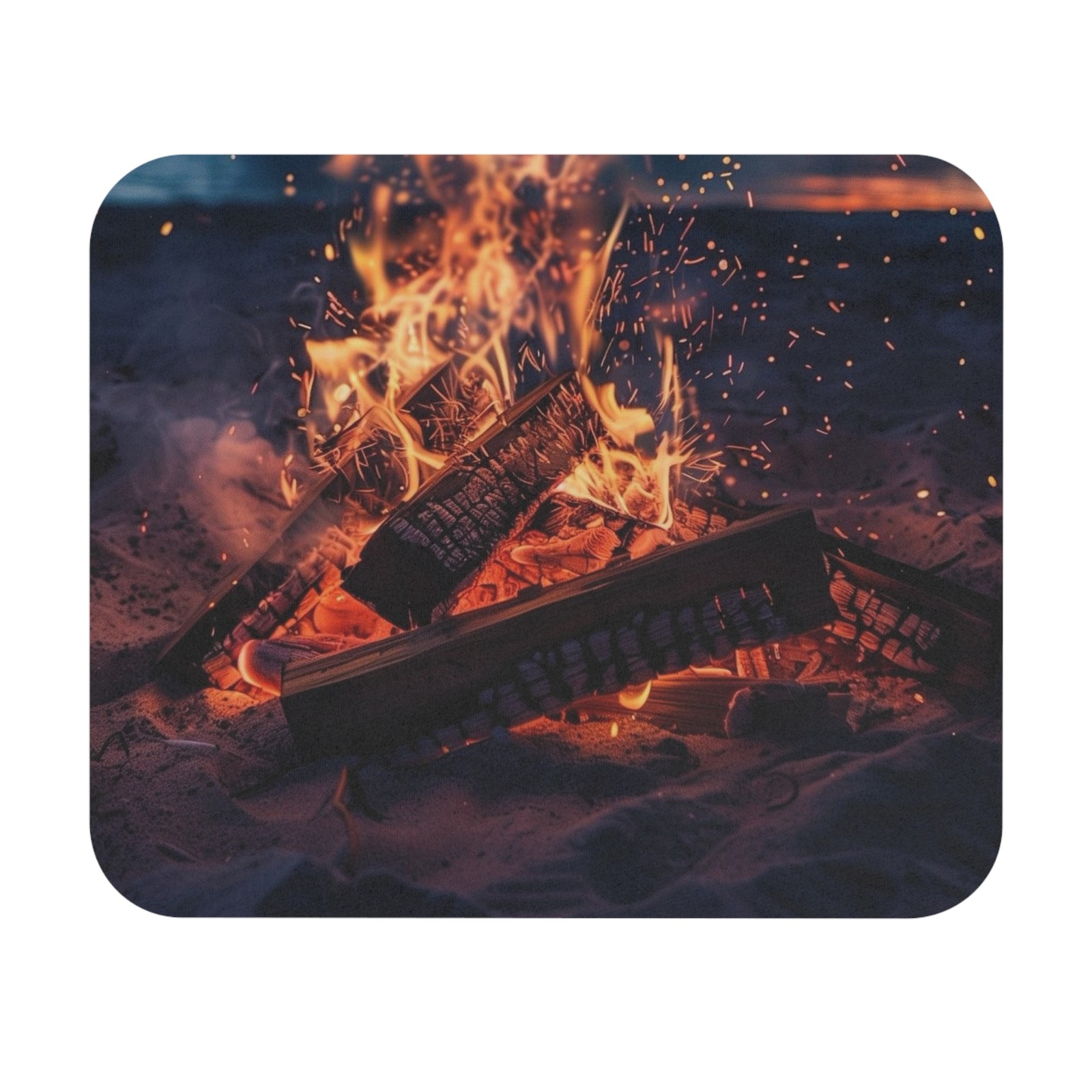Rectangle Mouse Pad, Campfire by the Beach, Serene Vibe, Coastal Desk Accessory,