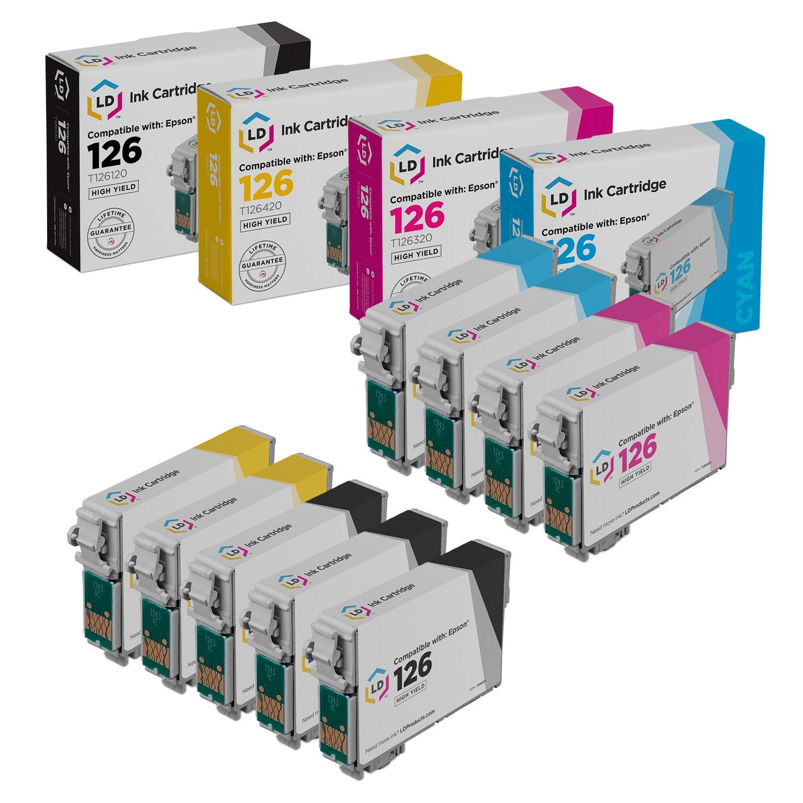 Replacement for Epson 126 Ink Cartridges (3 Blk, 2 C, 2 M, 2 Y, 9-Pk)