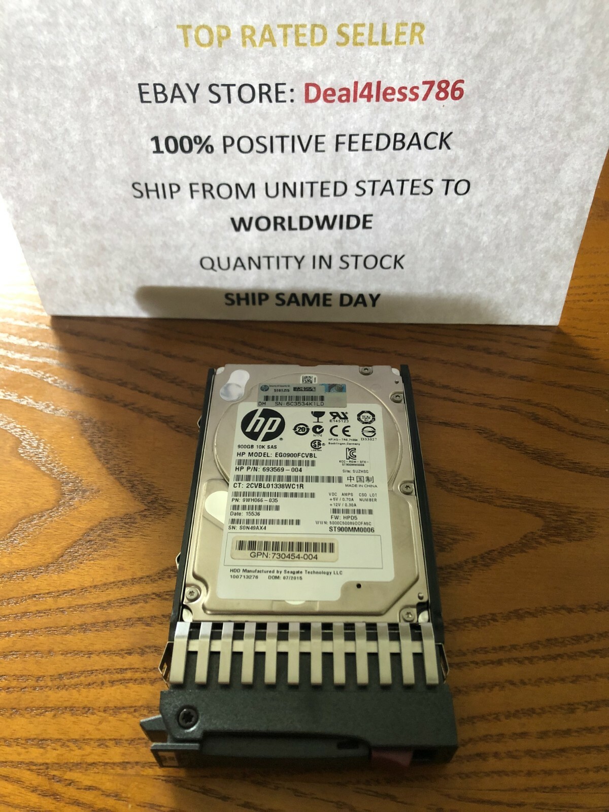 HP 730703-001 C8S59A  Ent MSA 900GB 6G 10K RPM SAS 2.5" DP Hard Drive 