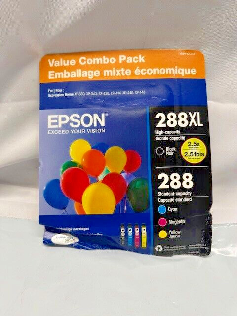 Epson 288XL Black High Capacity Ink &  288 Standard Tri color Ink EXP 6/27