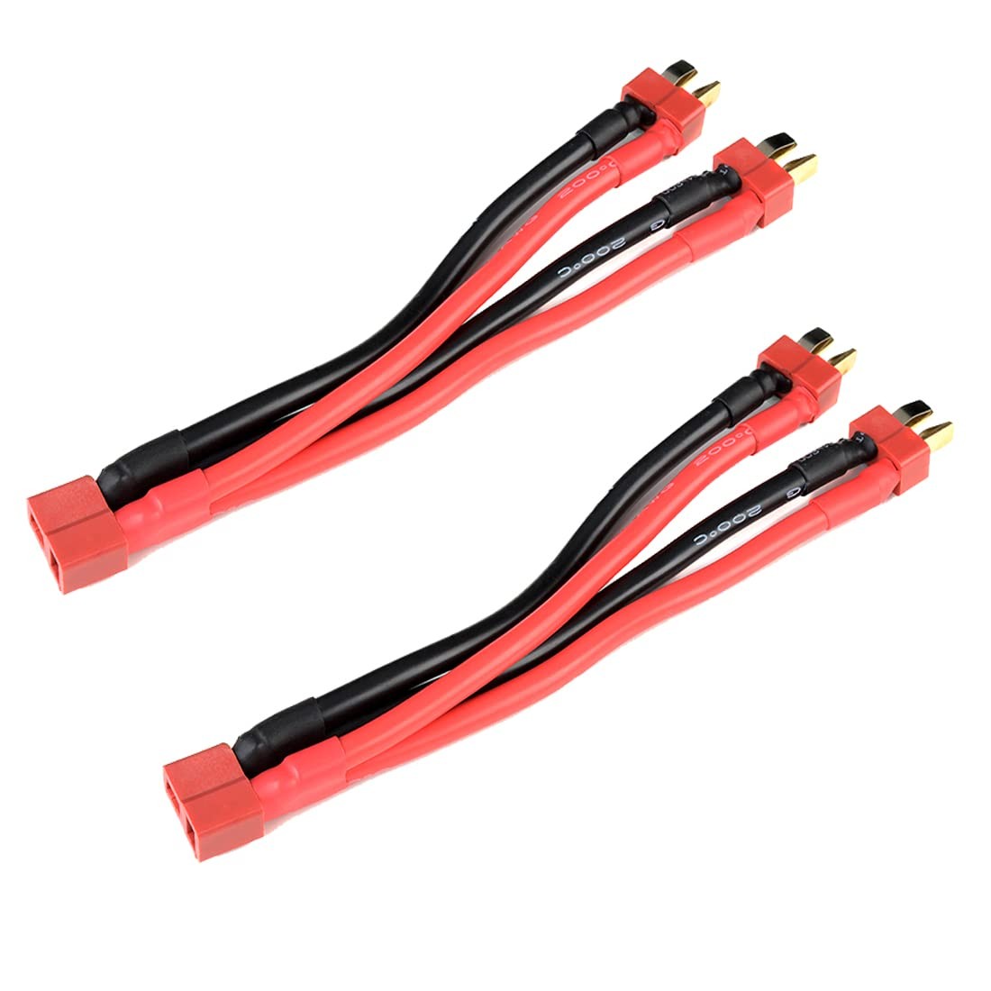 2pcs T-Plug Parallel Connector 1-Female to 2-Male Adapter Splitter Y-Harness ...