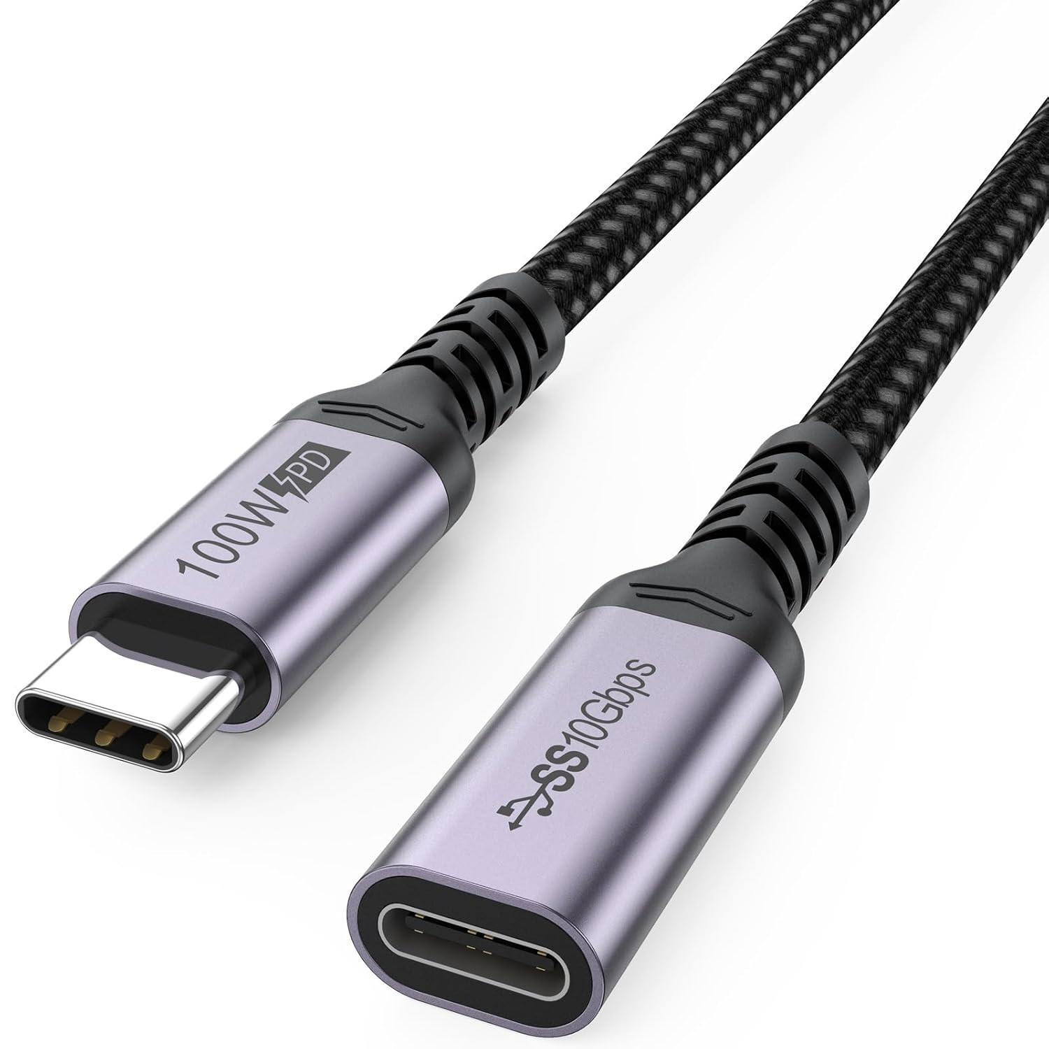 USB C Extension Cable 6.6Ft, 4K@60Hz Video/10Gbps Data Transfer/100W Charge