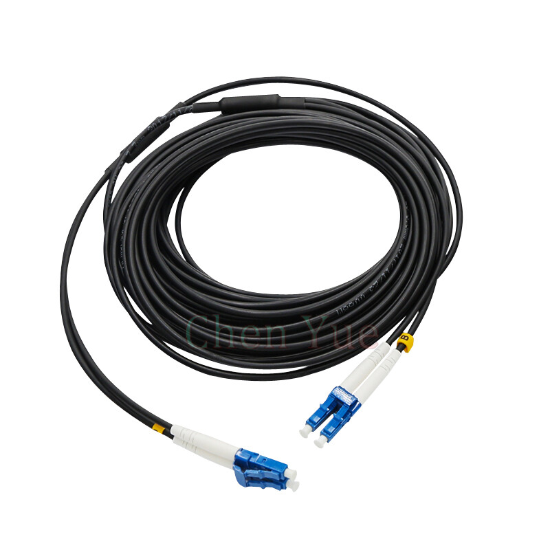 15M Black Armored Fiber Cable LC-LC UPC SM 9/125 Duplex Fiber Optic Patch Cord 