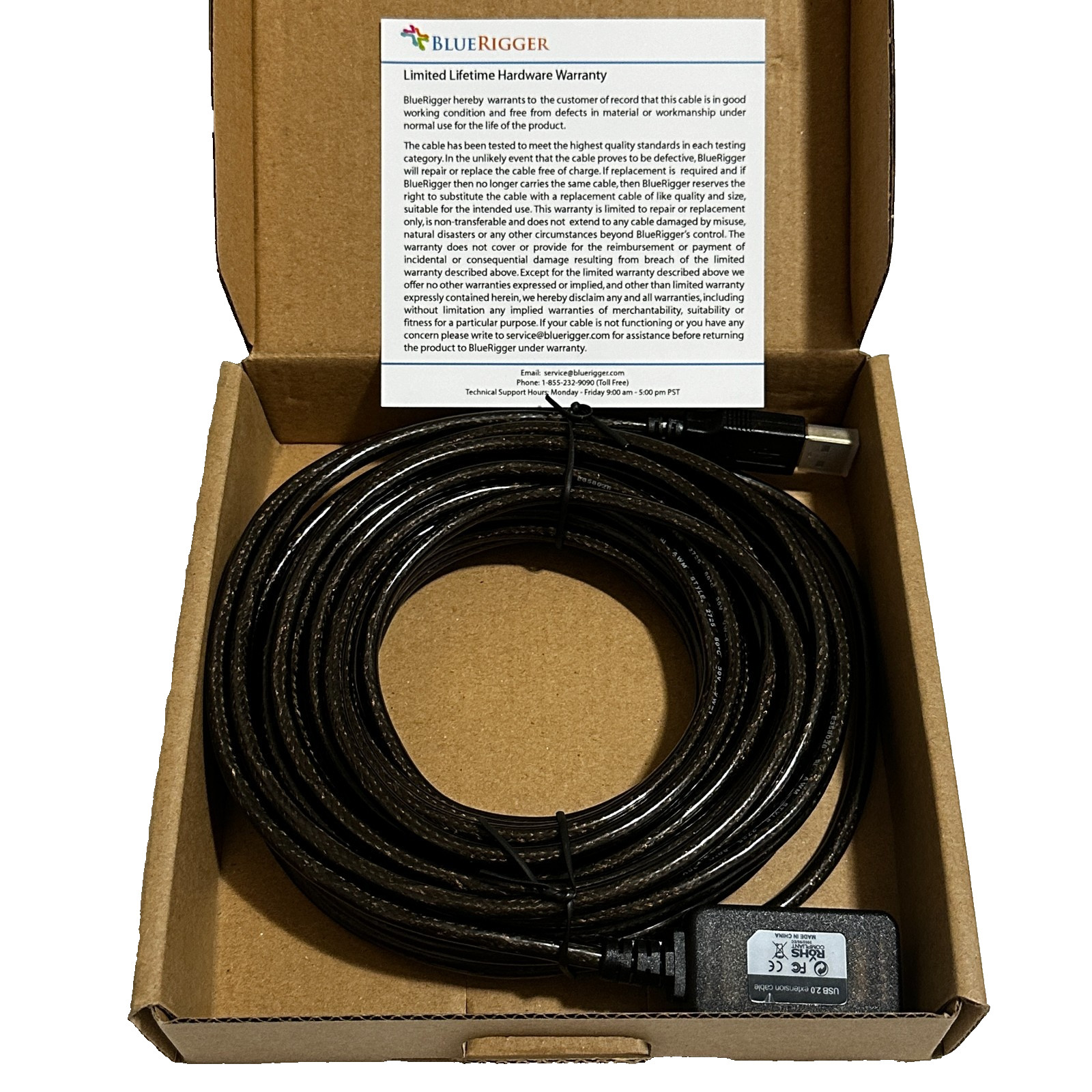 BlueRigger USB 2.0 Active Extension Cable 32ft New NIB