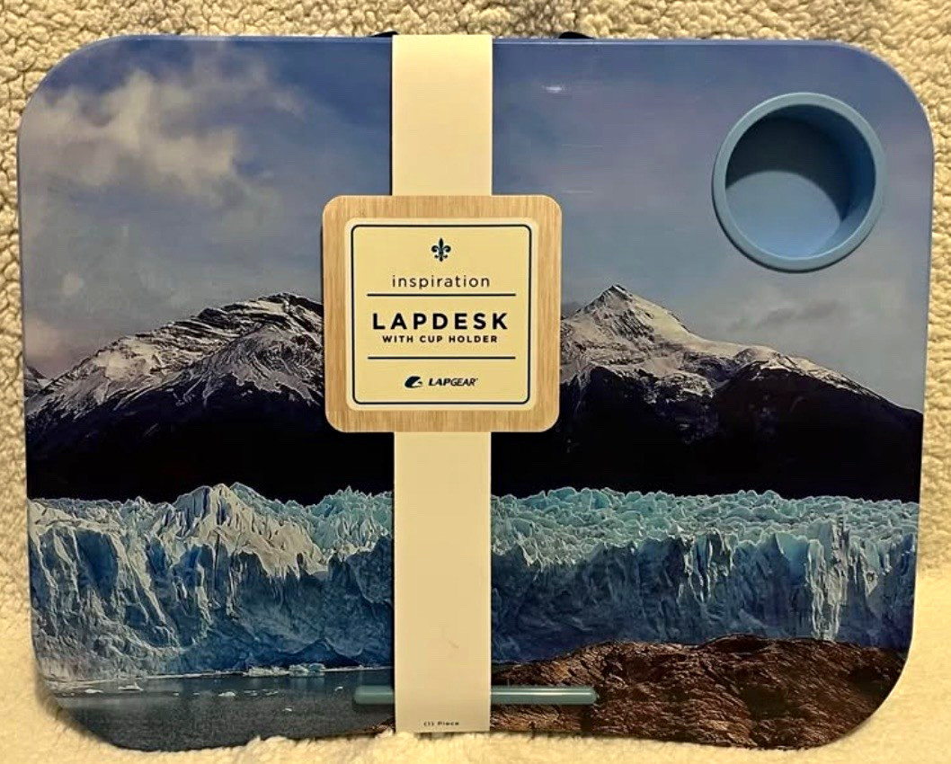 LapGear Inspiration LapDesk Blue/Black Mountain Print Cup Holder Cushion&Handle