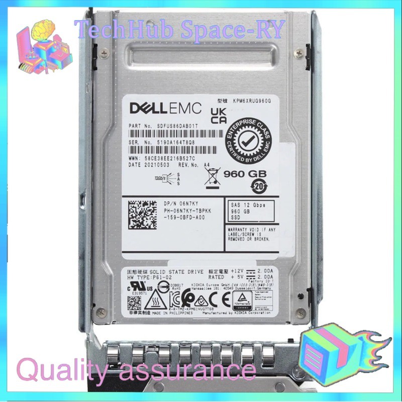 6N7KY 06N7KY Dell EMC 960GB 12Gbps SAS RI TLC 2.5'' SSD 14/15/16G KIT New