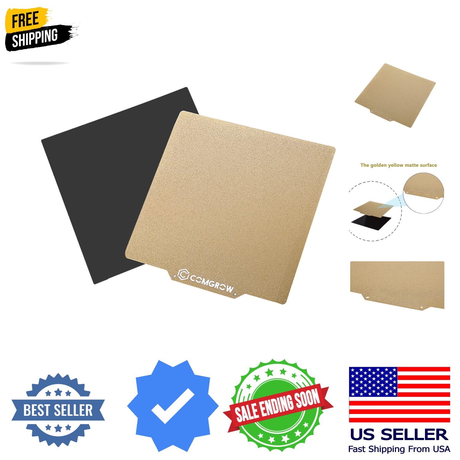 PEI Sheet Magnetic Flexible Heated Bed, PEI Spring Steel 235x235mm for ELEGOO...