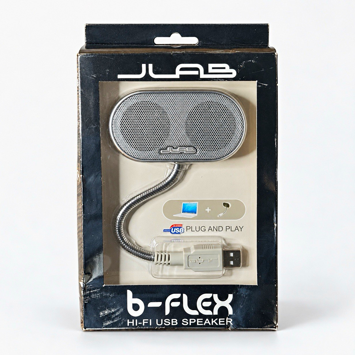 JLab b-Flex Hi-Fi USB Speaker Laptop Portable Flexible Silver Open Box New 