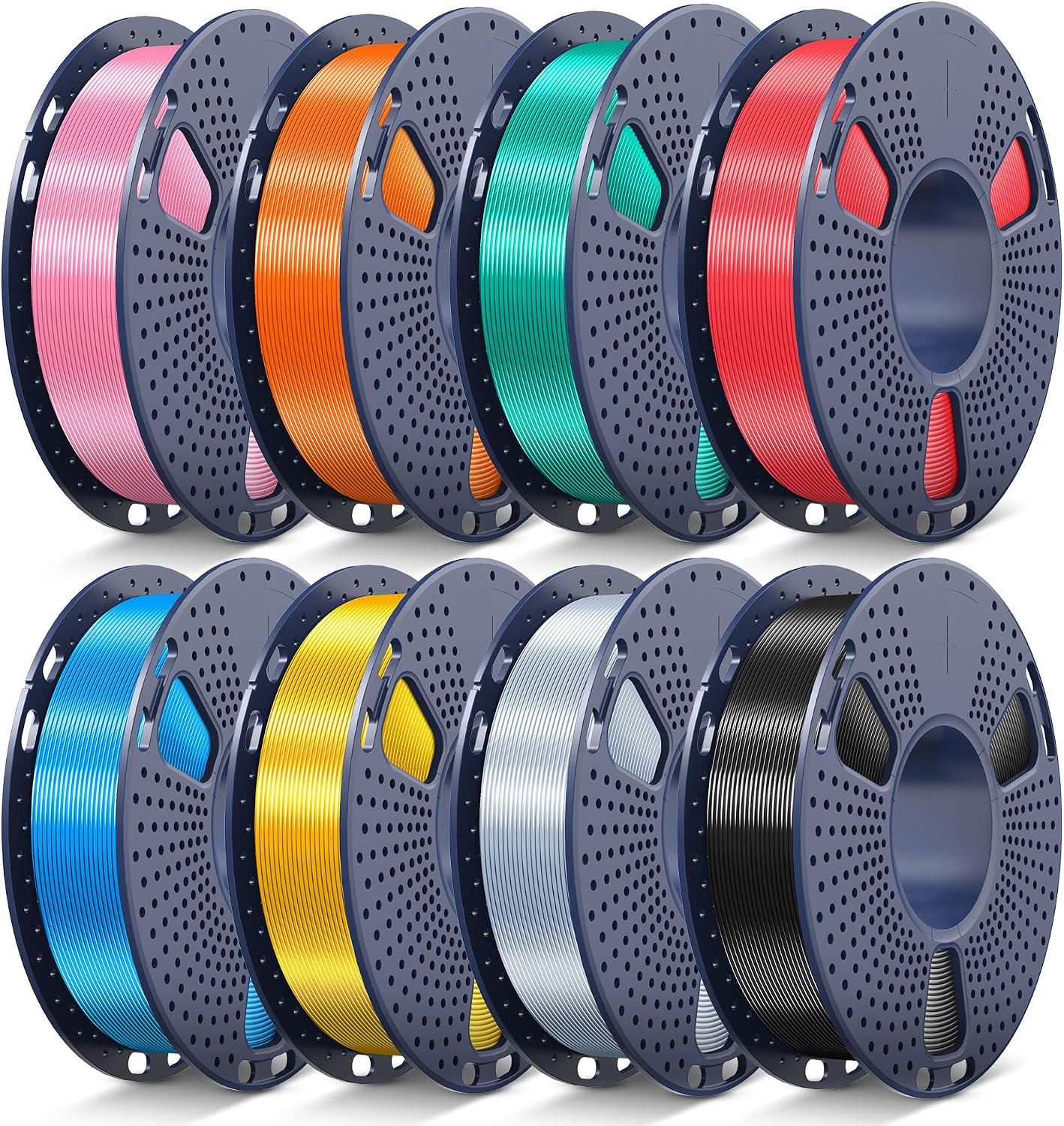 Silk PLA Multicolor 3D Printer Filament Bundle 1.75Mm, 250G, 8-Pack
